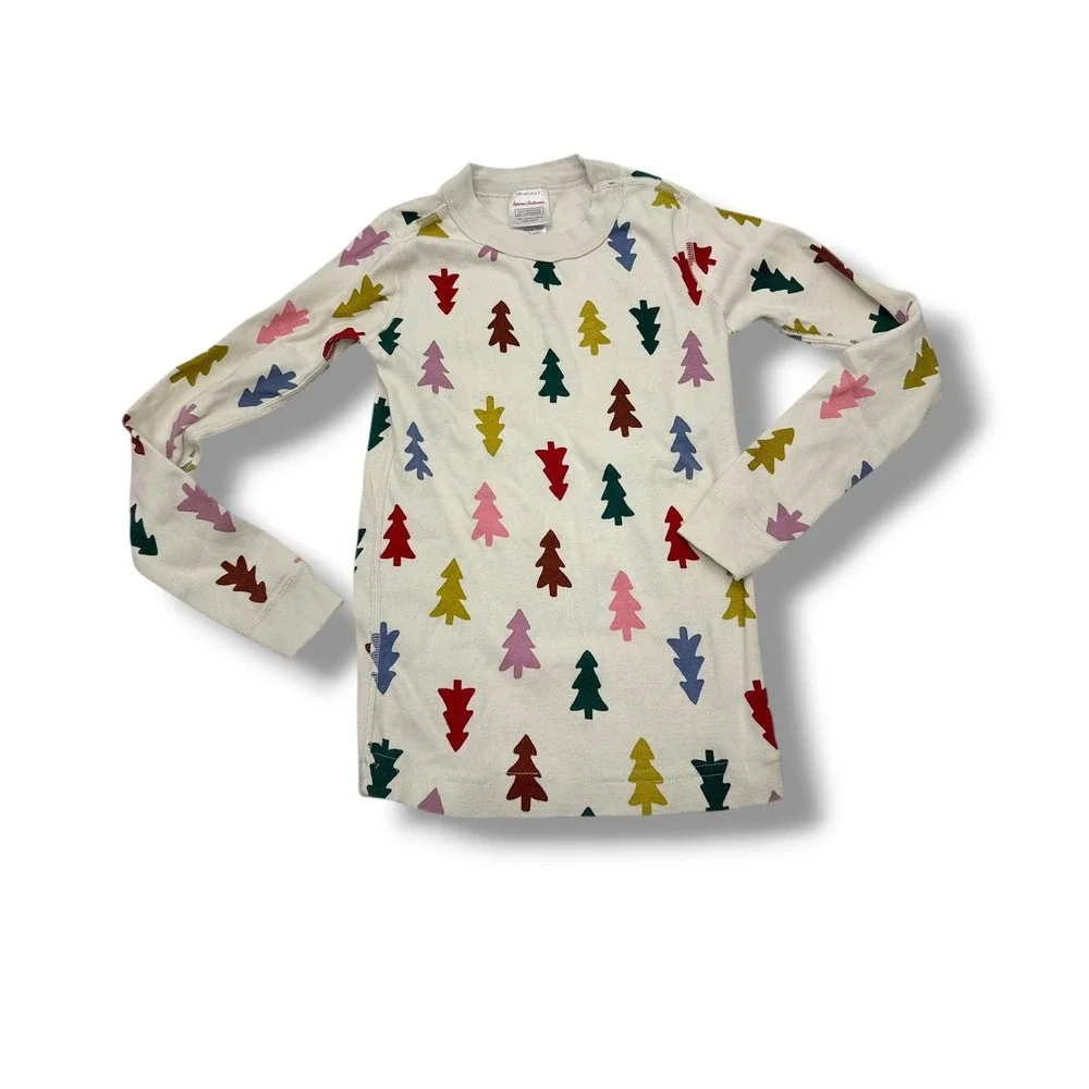Hanna Andersson Long John Pajama Set Kids Size 6-7 Trees Print Sleepwear‎